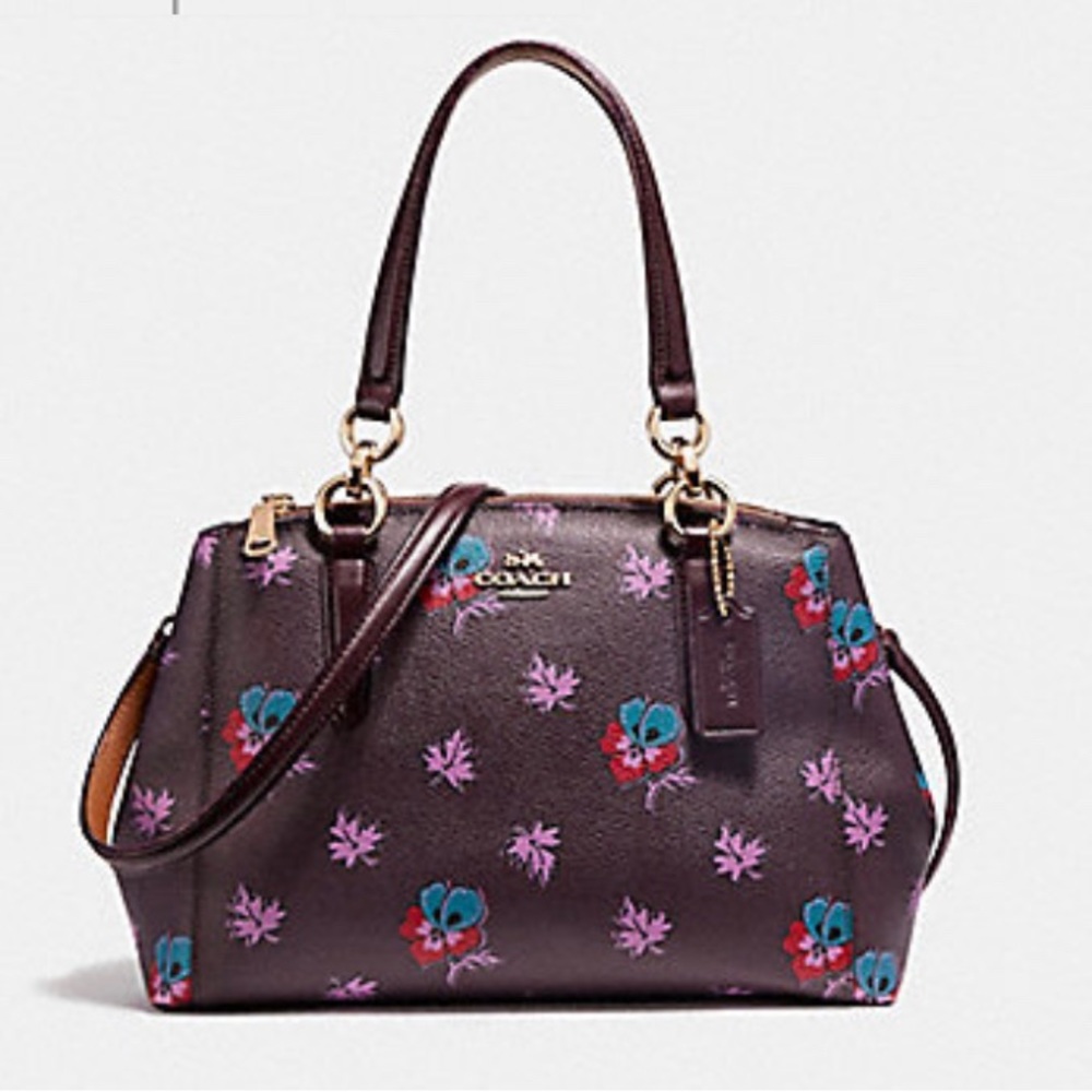 Coach Mini Christie Carryall Wildflower Print Oxblood NWT